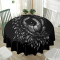 Black And White Owl Print Waterproof Round Tablecloth