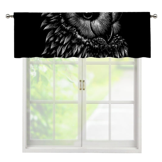 Black And White Owl Print Window Valance