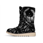 Black And White Owl Print Winter Boots