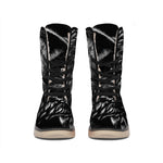 Black And White Owl Print Winter Boots