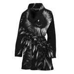Black And White Owl Print Women's Bathrobe