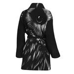 Black And White Owl Print Women's Bathrobe