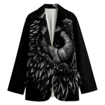 Black And White Owl Print Women's Blazer