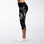 Black And White Owl Print Women's Capri Leggings