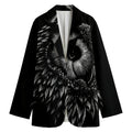 Black And White Owl Print Women's Cotton Blazer