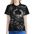 Black And White Owl Print Women's Polo Shirt