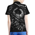 Black And White Owl Print Women's Polo Shirt
