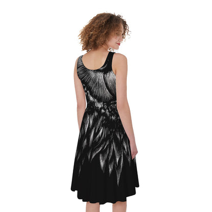 Black And White Owl Print Women's Sleeveless Dress