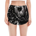 Black And White Owl Print Women's Split Running Shorts