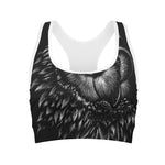 Black And White Owl Print Women's Sports Bra