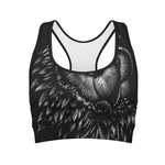 Black And White Owl Print Women's Sports Bra