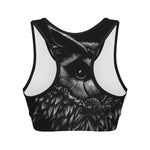 Black And White Owl Print Women's Sports Bra