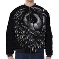 Black And White Owl Print Zip Sleeve Bomber Jacket