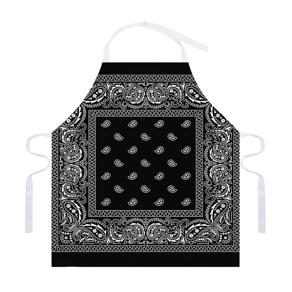 Black And White Paisley Bandana Print Adjustable Apron