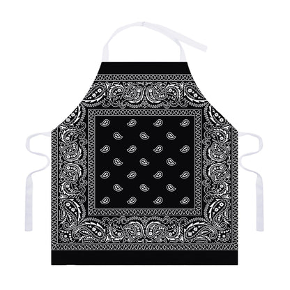 Black And White Paisley Bandana Print Adjustable Apron