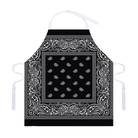 Black And White Paisley Bandana Print Adjustable Apron