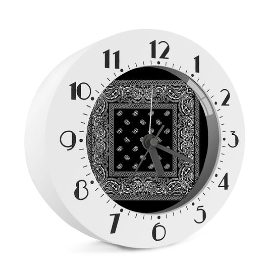 Black And White Paisley Bandana Print Alarm Clock