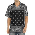 Black And White Paisley Bandana Print Aloha Shirt