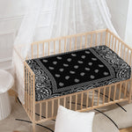 Black And White Paisley Bandana Print Baby Crib Sheet