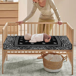 Black And White Paisley Bandana Print Baby Crib Sheet