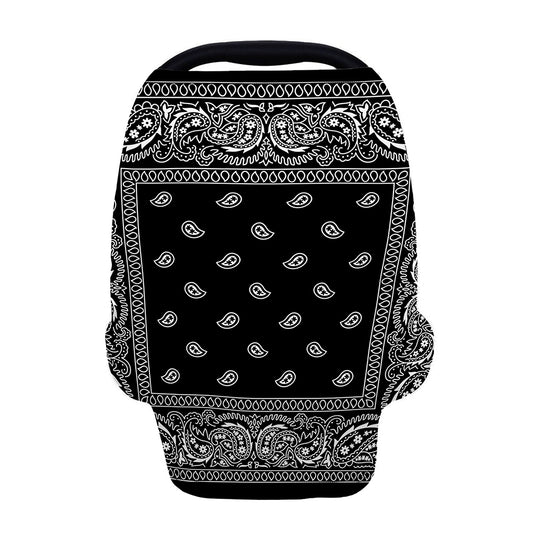 Black And White Paisley Bandana Print Baby Seat Cover