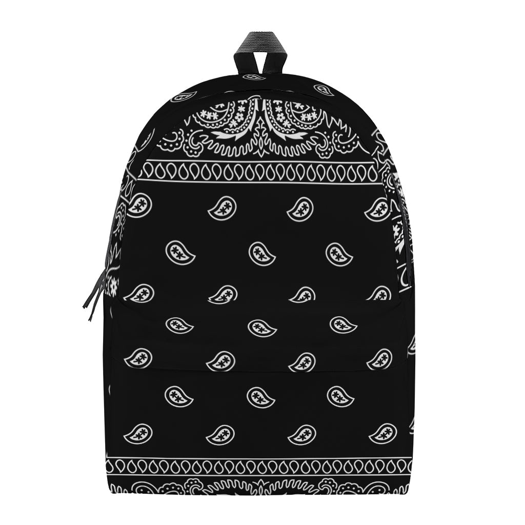 Black And White Paisley Bandana Print Backpack