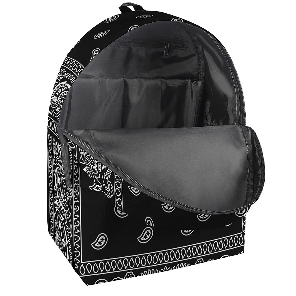 Black And White Paisley Bandana Print Backpack