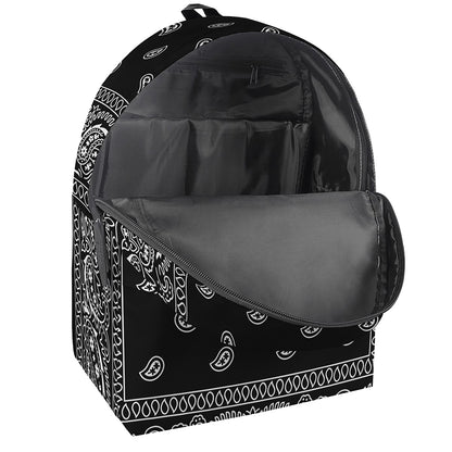 Black And White Paisley Bandana Print Backpack