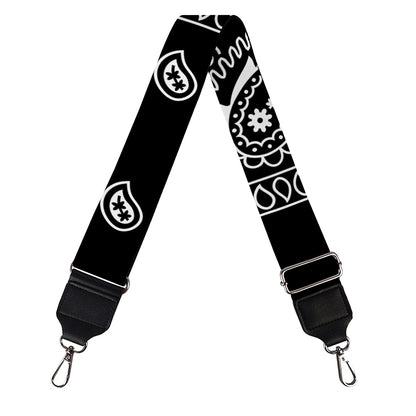 Black And White Paisley Bandana Print Bag Strap