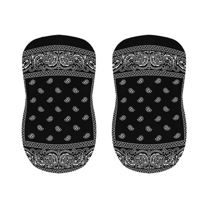 Black And White Paisley Bandana Print Bar Stool Covers