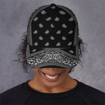 Black And White Paisley Bandana Print Baseball Cap
