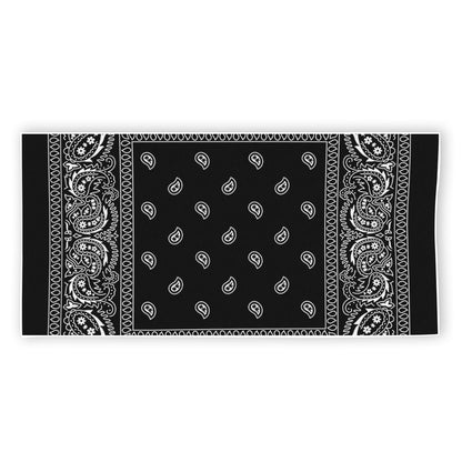 Black And White Paisley Bandana Print Beach Towel