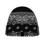 Black And White Paisley Bandana Print Beanie