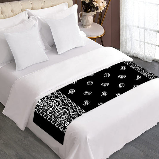 Black And White Paisley Bandana Print Bed Runner
