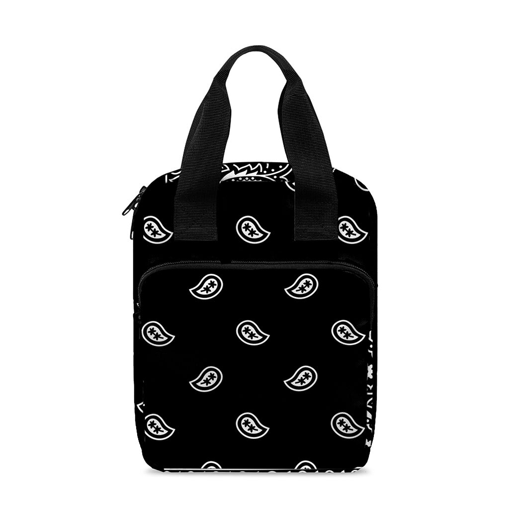 Black And White Paisley Bandana Print Bible Tote Bag