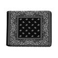Black And White Paisley Bandana Print Bifold Wallet