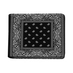 Black And White Paisley Bandana Print Bifold Wallet