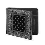 Black And White Paisley Bandana Print Bifold Wallet