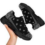 Black And White Paisley Bandana Print Black Chunky Shoes