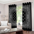 Black And White Paisley Bandana Print Dimout Grommet Curtains