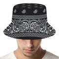 Black And White Paisley Bandana Print Bucket Hat