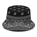 Black And White Paisley Bandana Print Bucket Hat