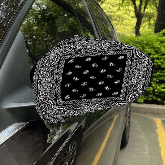 Black And White Paisley Bandana Print Car Side Mirror Covers