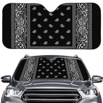 Black And White Paisley Bandana Print Car Windshield Sun Shade