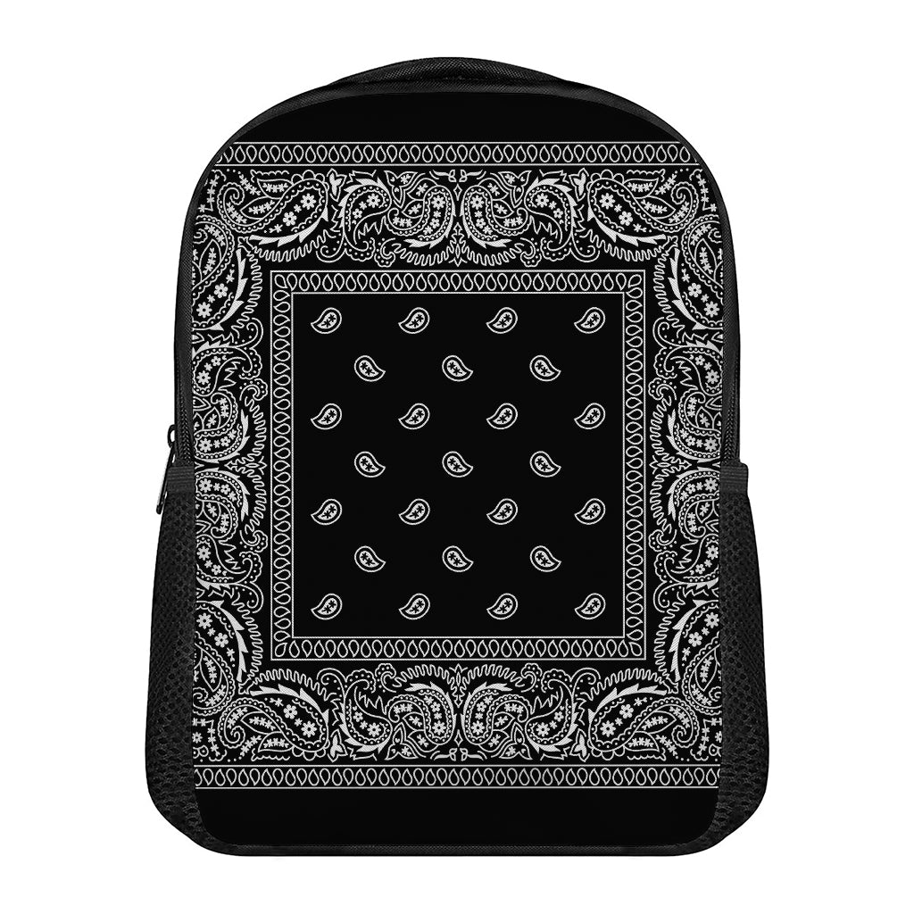 Black And White Paisley Bandana Print Casual Backpack