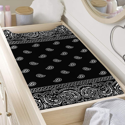 Black And White Paisley Bandana Print Changing Pad Cover