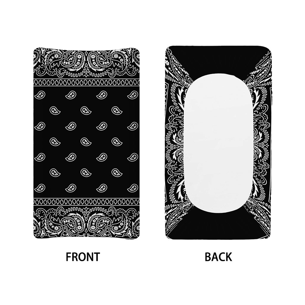 Black And White Paisley Bandana Print Changing Pad Cover