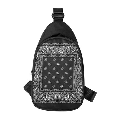 Black And White Paisley Bandana Print Chest Bag
