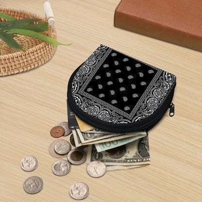 Black And White Paisley Bandana Print Coin Purse