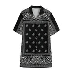 Black And White Paisley Bandana Print Cotton Hawaiian Shirt